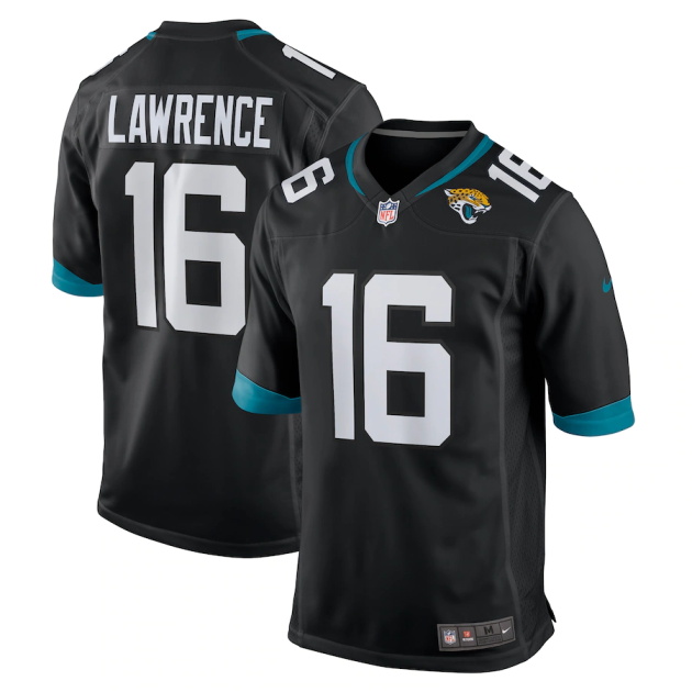 mens nike trevor lawrence black jacksonville jaguars alternate player game jersey